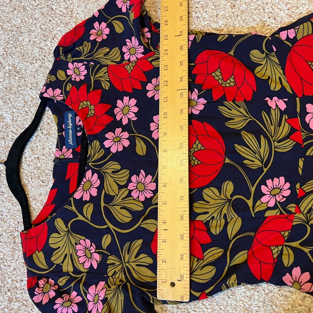 Princess Highway Floral Romper Navy Red Pink Short Sleeve Viscose PGFL229 Size 6 - Picture 8 of 10
